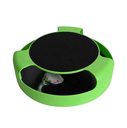 Katzenkratzer Interaktives Katzenspielzeug Mit Laufmäusen Und Kratzunterlage. Sicheres Kätzchen-Katzenspiel. Keine Batterie Erforderlich Kratzmatte Katze (Blue : 1pc-Green, Size : 25 * 25 * 6.5cm) von INKTUS