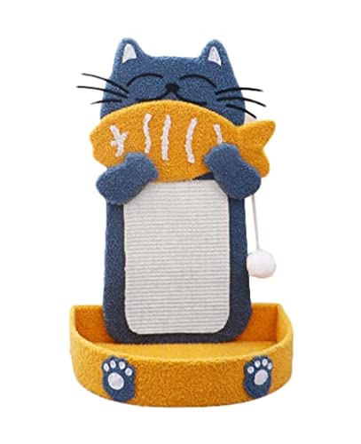 Katzenkratzer Wandmontiertes Oder Stehendes Katzenkratzbrett Sisalseil Katzenkratzer Flanell Katzenform Katzenkratzbrett Katzenbett Kratzmatte Katze (Blue : Blue, Size : 41 * 33 * 61cm) von INKTUS