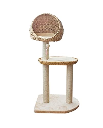 Kratzbaum Kletterbaum Katzenwohnung Katzenturm Katzentürme Kratzbäume Sisal-Katzenkratzbaum Katzensprungplattform Katzenrahmen Katzenstreu Katzenkratzbaum (Blue : Bronze, Size : 60 * 58 * 126cm) von INKTUS