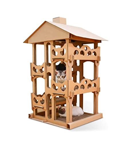 Kratzbaum Kletterbaum Kratzbaum Wellpappe Vierschichtige Katzenvilla Katzenklettergerüst Katzenkratzbrett Haustierkatzenspielzeug Katzenturm Katzennest Katzenkratzbaum von INKTUS