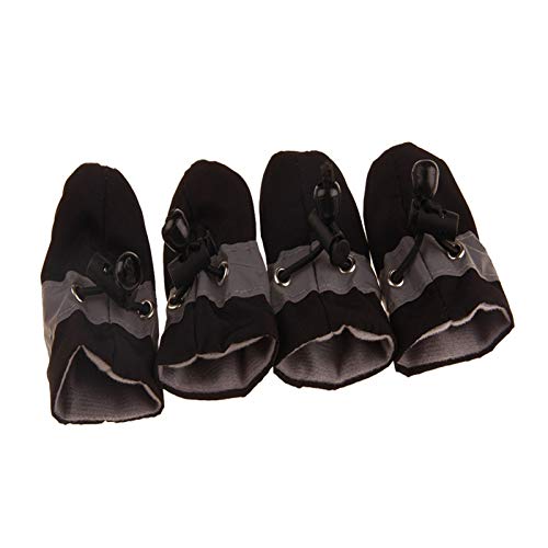 Hundeschuhe,Dog Boots 4 stücke wasserdichte Winter Haustier Hund Schuhe Anti-Slip Regen Schnee Stiefel Dicke Warme for Kleine Katzen Hunde Welpen Hund Socken Booties Schuhe (Color : Normal Black, SI von INOKAI