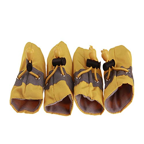 Hundeschuhe,Dog Boots 4 stücke wasserdichte Winter Haustier Hund Schuhe Anti-Slip Regen Schnee Stiefel Dicke Warme for Kleine Katzen Hunde Welpen Hund Socken Booties Schuhe (Color : Normal Yellow, S von INOKAI