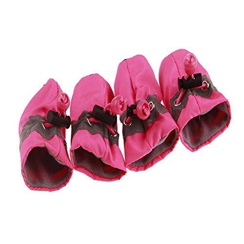 Hundeschuhe,Dog Boots 4 stücke wasserdichte Winter Haustier Hund Schuhe Anti-Slip Regen Schnee Stiefel Dicke Warme for Kleine Katzen Hunde Welpen Hund Socken Booties Schuhe (Color : Normal pink, Siz von INOKAI