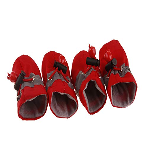 Hundeschuhe,Dog Boots 4 stücke wasserdichte Winter Haustier Hund Schuhe Anti-Slip Regen Schnee Stiefel Dicke Warme for Kleine Katzen Hunde Welpen Hund Socken Booties Schuhe (Color : Normal red, Size von INOKAI