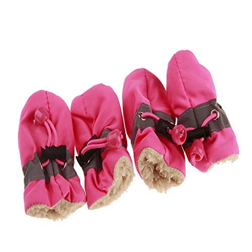 Hundeschuhe,Dog Boots 4 stücke wasserdichte Winter Haustier Hund Schuhe Anti-Slip Regen Schnee Stiefel Dicke Warme for Kleine Katzen Hunde Welpen Hund Socken Booties Schuhe (Color : Thickened pink, von INOKAI