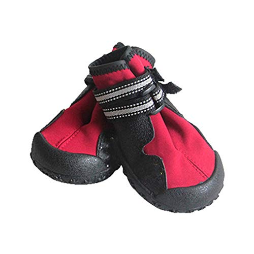 Hundeschuhe,Dog Boots Sport-Hundeschuhe for große Hunde, Haustier-Außen-Regenstiefel, rutschfeste Welpen-Lauf-Turnschuhe, wasserdichte Stiefel, Haustier-Zubehör (Color : Red, Size : 4) von INOKAI