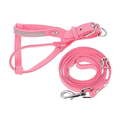 INOOMP 1 Satz Haustier Geschirr Strass-Leine Haustiere Cosplay Kostüm Hund pet Supplies Dog Costume Welpengeschirr Traktionsgeschirr für Welpen Zugseil und Westenset Mikrofaser Rosa von INOOMP