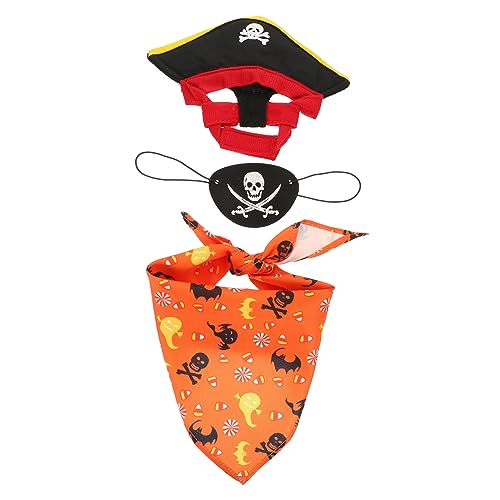 INOOMP 1 Satz Party-Haustier-Kostümzubehör Katzen-Halloween-Kostüme Haustier-Katzenbandana Piratenkostüm für Katzen Tier-Cosplay-Kostümset Hund Piratenhut Halloween-Katzenschal Plüsch von INOOMP