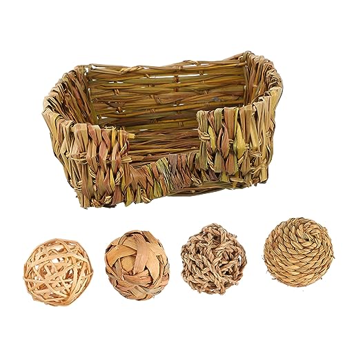 INOOMP 1 Satz Strohnest Grasbeet aus Strohgeflecht Einstreu für Meerschweinchen Hasen-Grasbett Handdekor kleintierhaus funnytoys Hamster Spielzeug Chinchilla-Nest Haushaltsversteck von INOOMP