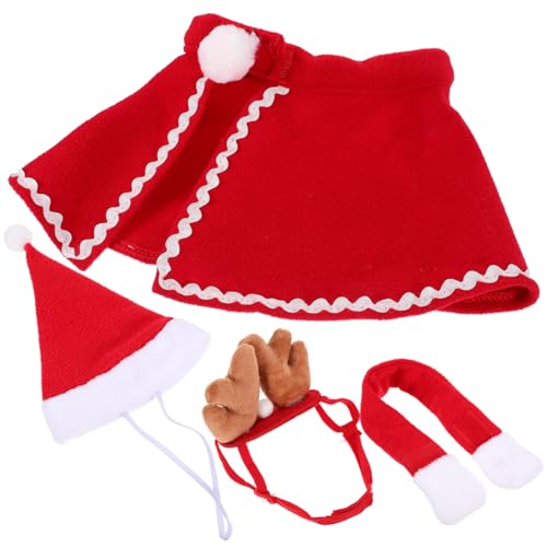 INOOMP Weihnachts-Outfit-Set für Hunde und Katzen Haustier-umhang und Mütze Dekorativer Schal Geweih Stirnband Festliche Haustierkleidung von INOOMP