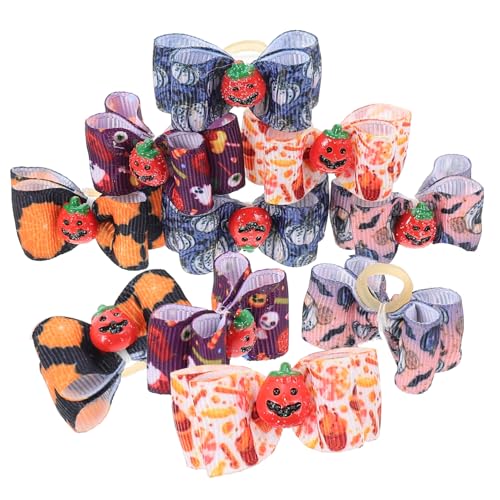 INOOMP 10St Haustierkopfblume Fliege aus Tierhaaren Halloween-Haarschleife Halloween-Hundebögen Hundehaar pet Supplies hundeschleife Party-Haustierbedarf Halloween-Welpen-Bögen Polyester von INOOMP