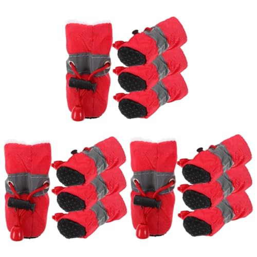 INOOMP 12 STK rutschfeste Schuhe für Haustiere Winterschuhe für Hunde hundeschuhe große Hunde Pfote Hundestiefel mit Kordelzug Welpenstiefel Schuhschutz Schutzschuhe Welpenschuhe von INOOMP