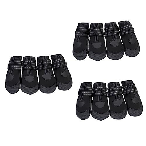 INOOMP 12 STK wasserdichte hundestiefel hundeschuhe Winterschuhe für Hunde Dog Shoes Schwarze Stiefel Wanderschuhe für Haustiere Hunde Haustiere Stiefel warme Haustierstiefel Black von INOOMP