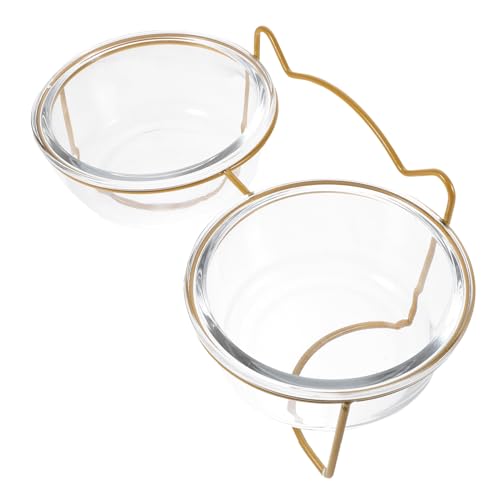 INOOMP 1Stk Katzennapf aus Glas tilty Bowl pet Supplies pet Bowl katzenfutter schüssel Dog Bowl Haustier Katzennäpfe Hundenapf Erhöhter Futternapf Nackenschutz Glaskugel hohe Schale Eisen von INOOMP