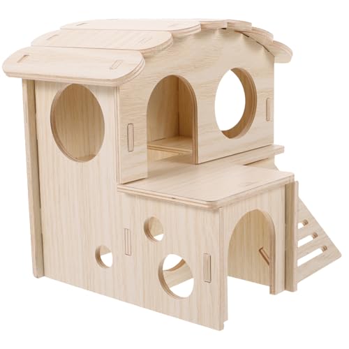 INOOMP Doppelstöckiges Hamsterhaus Aus Umweltfreundliches Pet Cottage Für Hamster Zwerghamster Und Rennmäuse Ideal Als Rückzugsort Und Spielplatz Für Haustiere von INOOMP