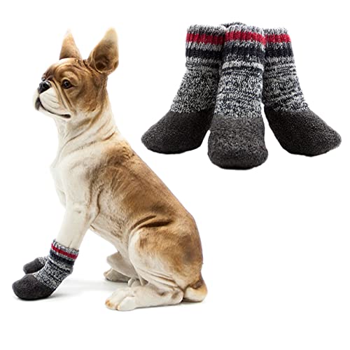 INOOMP 2 Paar Haustier Hund Socken pet paw Paws pfotenschutz Engel Hund kostüm graue Socken warme Socken wasserdichte Socken rutschfeste Hundesocken Haustiersocken draussen Stiefel Liner von INOOMP