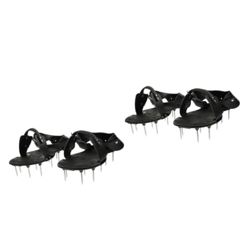 INOOMP 2 Paar Rasenspitzen Für Den Garten Verstellbare Belüftungsschuhe Nietwerkzeug Schuhe Zum Belüften des Rasens Schuhe Mit Gartenspikes Rasenbelüfter-Sandalen Aluminiumlegierung Black von INOOMP