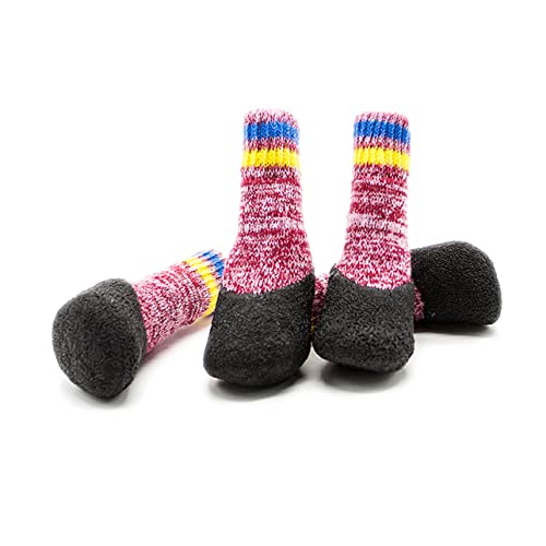 INOOMP 2 Paar rutschfeste Hundesocken Hund Schneeschuhe rutschfeste Hundestiefel Weihnachtshundekleidungszubehör Hundegriff Socken Der Hund Haustier Socken Rot von INOOMP