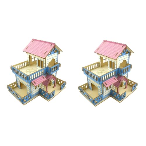 INOOMP 2 STK Hamster Doppel Villa Igelhaus Kleines Haustierhaus Chinchilla- Für Haustiere Kleintierhaus Guinea Habitat Minihaus Hamsterversteck Meerschweinchen Rennmaus Hölzern von INOOMP