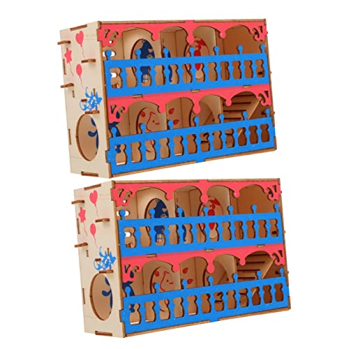 INOOMP 2 STK Hamster-Spielzeug Hamster Spielzeug hamsterspielzeug Aquarium Vulkan Hamster-Labyrinth-Tunnel Spielset aus Holz Rätsel Mäuse-Labyrinth-Spielzeug Haustierspielzeug Puzzle von INOOMP