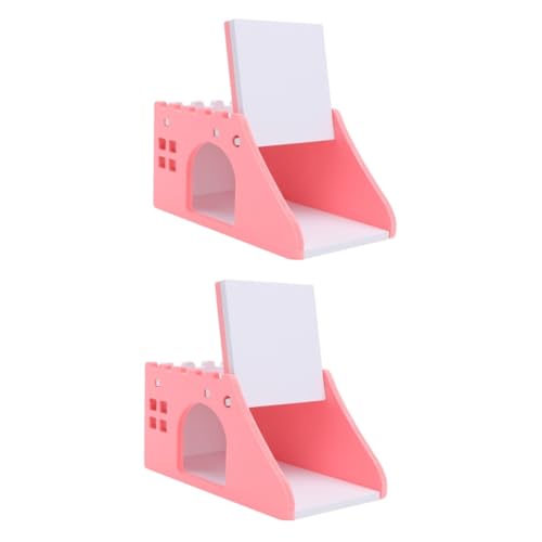 INOOMP 2 STK Little Pet Staircase Villa Hamsterhaus Haustier-Mäuse- Igel Hamster Holzhaus Kleintier Schlafnest Spielzeug für kleine Haustiere Hamstervilla hölzern Rosa von INOOMP