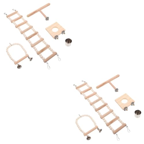 INOOMP 2 Sätze Hamster-Spielzeug Hamster brücke Hamster Spielzeug Vogelspielzeug Käfigspielzeug für Vögel Spielset aus Holz Spielzeuge kleine Haustierleiter Papageienspielzeug natürlich von INOOMP