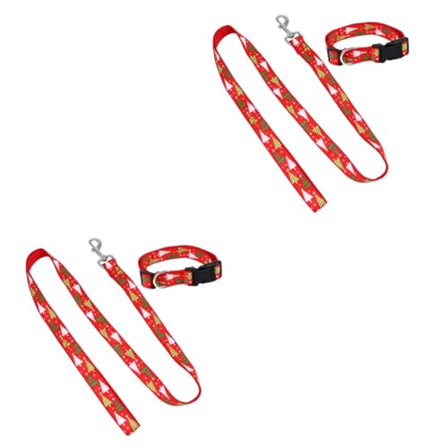 INOOMP 2 Sätze Kragen Kordelzug Weihnachten Haustier Hals Weihnachtskostüm für Haustiere weihnachtsbaumkragen Christmas Tree Collar geschenkset Leine Haustierzubehör Halsseil für Hunde von INOOMP