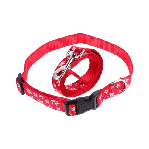 INOOMP 2 Sätze Schneeflocke Leine weihnachtsassesoires Christmas Accessories Punkthalsband passende Leine verstellbare weihnachtsleine Weihnachten verstellbares Halsband mit Leine rot von INOOMP