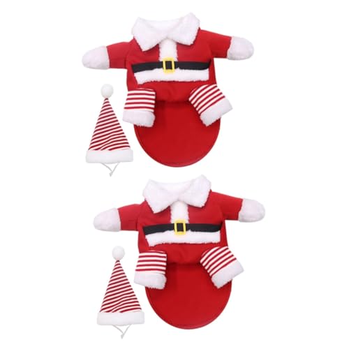 INOOMP 2 Sätze Verwandlungskostüm für Haustiere Haustier Hund Cosplay Kleidung Katze Weihnachtsmütze hundewintermantel Dog Christmas Costume weihnachtsdeko Weihnachtsmann-Kostüm Polyester von INOOMP