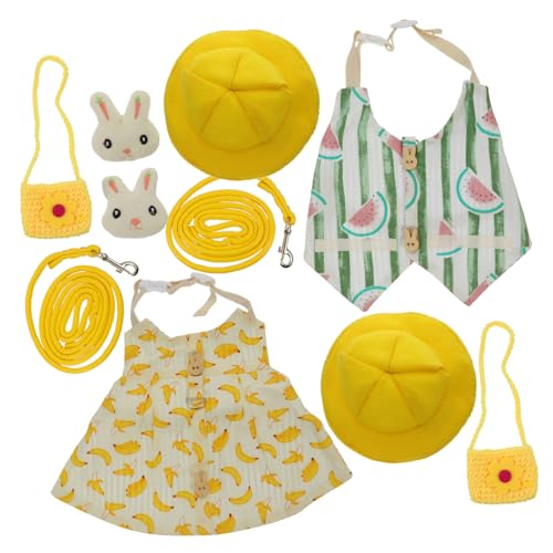 INOOMP 2 Sets Haustier Kaninchen Kleidung Kaninchen Leine Katzen Kleidung Kaninchen Hut Haustier Kleidung Hasen Zubehör Kaninchen Tasche Hasen Leine Haustier Anzug Hasen Hut von INOOMP