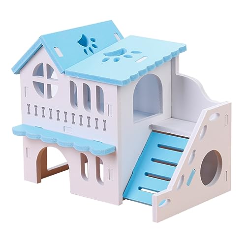 INOOMP 2St Doppel Hamster Villa Hasenkäfige Hamstersand Hamsterversteck Hamsterzubehör Hamsternest hamsterhaus Hamster Spielzeug Hasenspielzeug Haustierzubehör Hamster Holzhaus hölzern von INOOMP