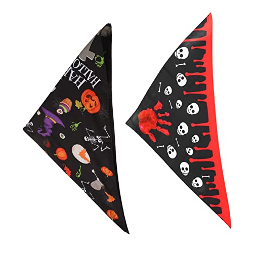 INOOMP 2St Dreieckstuch für Haustiere Katze-Kürbis-Bandana Halloween-Welpenbandana Dog Bandana Halstuch für Hunde Halloween-Haustierhalsbänder Dreieckstücher für Haustiere Polyester von INOOMP