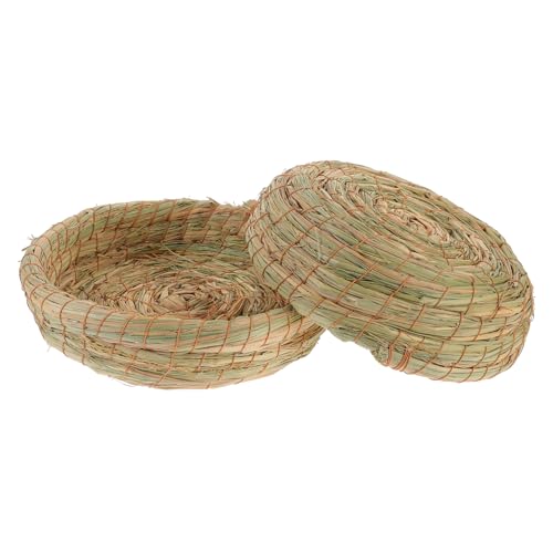 INOOMP 2St Haustier warmes Nest kleintierspielzeug Toys for small Animals Kaninchen gewebtes Bett Hamsterkäfig- kleines Rattenhamsterbett Ruhematte für Haustiere Weben Grasnest Hase von INOOMP