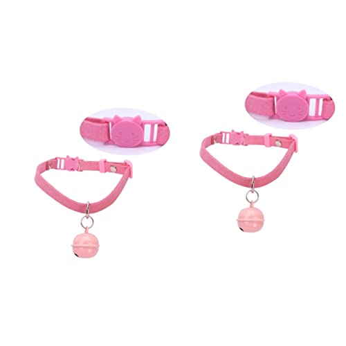 INOOMP 2St Katzenhalsband Verstellbares Haustierhalsband Mikrofaser-Halsband für Haustiere Welpe Kragen Welpen Kätzchen-Zubehör Welpenhalsband Haustierhalsband mit Glocke Rosa von INOOMP