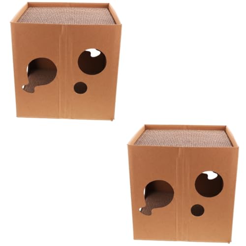 INOOMP 2St Katzenkratzbrett Katzenhaus Katzenkarton Katzenkratzhaus Kratzunterlage für Katzen aus Pappe Katze kratzt Pappe Katze Wellpappe Katzenkratzer aus Pappe Papphaus Wellpapier von INOOMP