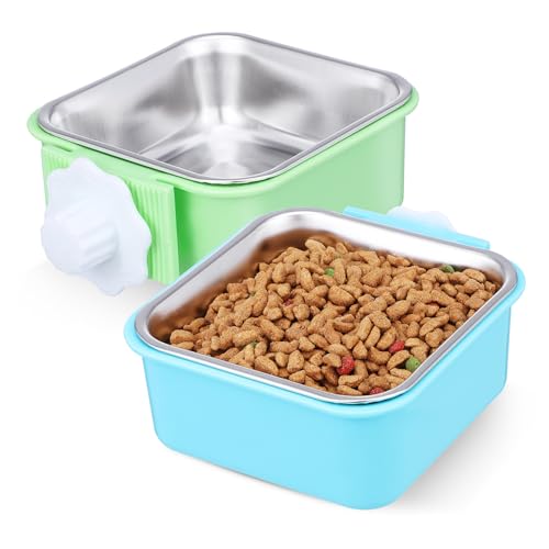 INOOMP 2St hängender Hundenapf Welpennäpfe Wassernapf für Tierfutter pet Feeder pet Food Container Haustiere Hundenäpfe aus Edelstahl Wassernapf für Welpen Hundekiste Wassernapf Quadrat von INOOMP