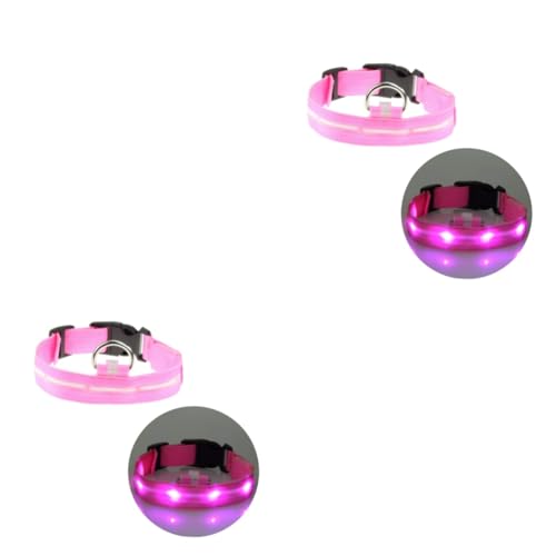 INOOMP 2st Led-haustierhalsband Hundehalsband Haustierhalsband Für Den Hinterhof Haustierhalsbandkegel Haustierhalsband Für Abendwanderung Lichtleiste Kragen Siebdruck Rosa Rundhals von INOOMP