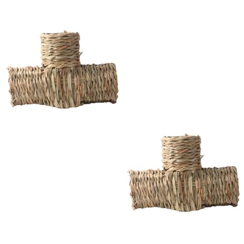 INOOMP 2 Stücke Gras Woven Hamster Tunnel Nest 3 Tunnel Hamster Hideout Schlaf Tunnel Spielzeug Übung Spielzeug Für Rennmäuse von INOOMP