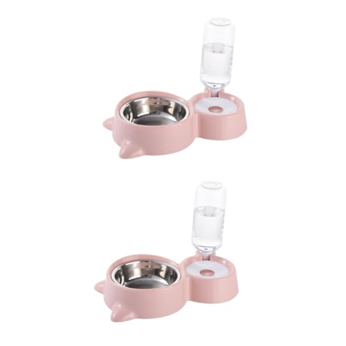 INOOMP 2St Futternapf für Katzen Schüssel für Hunde Trinkbrunnen für Katzen edelstahlschüsseln Stainless Steel Bowl Haustier Hundenapf Hundefutter automatisch Wasserspender Fressnapf Rosa von INOOMP