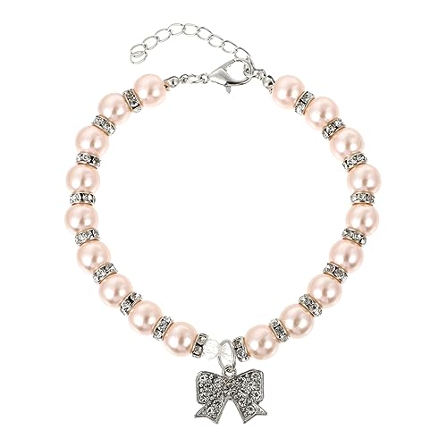 INOOMP 2st Halskette Kätzchen-Ornament Bandhalsband Ausgefallene Haustierkette Katzenhalsband Schmuckhalsband Für Haustiere Diamanthalsband Welpe Modeschmuck Perle Kristall Kleidung Rosa von INOOMP