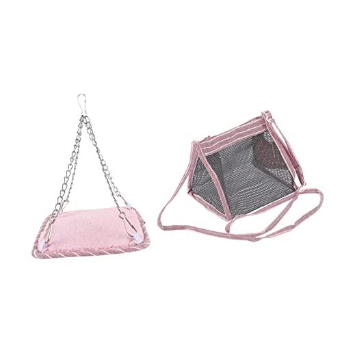 INOOMP 2st Hamster Hängematte Eichhörnchen Reisetasche Hängematte Für Ratten Rattenkäfig Hängematte Hamster-Outdoor-Tasche Haustier Hängendes Bett Hängematte Hängen Rosa Stoff von INOOMP