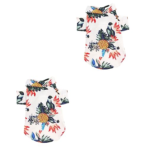 INOOMP 2st Haustierkleidung Kleid Für Den Sommer Hundebekleidung Bonsai-Baum Für Aquarium Halloweenkostüm Hund Hawaiihemd Welpenkleidung Sommerhemden Hund Sommer Hundeshirt Weiß Hündchen von INOOMP