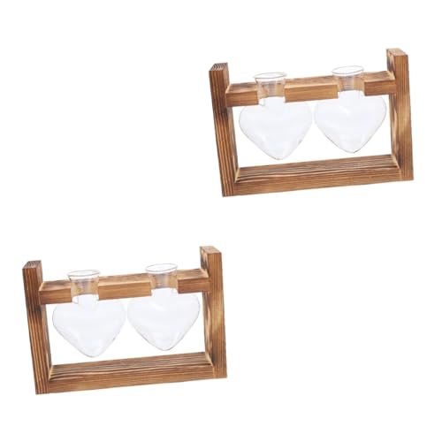 INOOMP 2st Holzrahmen Für Hydroponischen Behälter Blumendekor Desktop- Pflanzen Esstischdekoration Heimdekoration Anlage Ausbreitungsstationen Hydrokultur Pflanzer Betta Fisch Glas von INOOMP