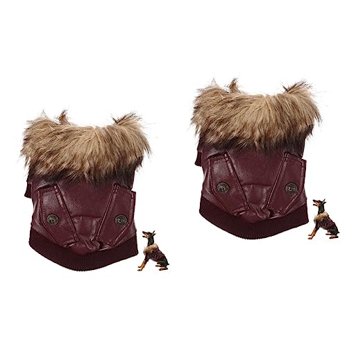 INOOMP 2st Warme Hundejacke Warme Welpenkleidung Kleine Hundejacke Kleine Hundekleidung Kleines Hundekostüm Kostüm Für Haustiere Bei Kaltem Wetter Winterjacken Cosplay Katzenmantel Rot Pu von INOOMP