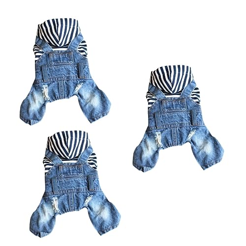 INOOMP 3 STK Overall Hundeklamotten Hundeoverall Bequeme Haustierkleidung Welpen-Jeans Hundejacken hundekleidung hundebekleidung Hundeleine hosenträger Welpenkleidung Denim-Kleidung von INOOMP