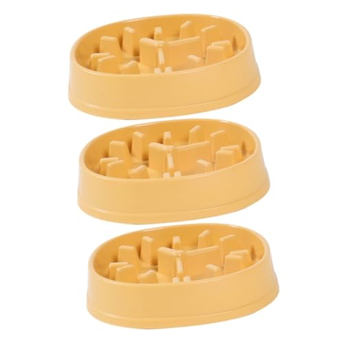 INOOMP 3 STK Slow-Food-Bowl pet Bowl Hunde kotbeutel Futter Container futtercontainer Haustiernapf langsam fressender Feeder Schale Schüssel Futterautomat für Haustiere Plastik Yellow von INOOMP