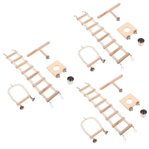 INOOMP 3 Sätze Hamster-Spielzeug Hamster brücke Hamster Spielzeug Vogelspielzeug aus Holz Beißspielzeug Spielset aus Holz Spielzeuge Käfigspielzeug für Vögel Hamster-Kletterleiter Papagei von INOOMP