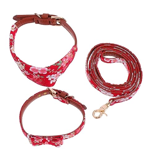 INOOMP 3 Sätze Haustierleine blumenhalsband für Hunde Hundebandana dreiecksschal dreieckschal Haustier-Kragen-Leine-Dreieck-Handtuch Sicherheitsseil und Halsband für Haustiere der Hund von INOOMP