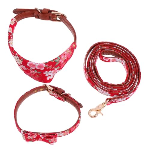 INOOMP 3 Sätze Haustierleine dreiecksschal dreieckschal Krawatte Weihnachtskostüm für Hunde Haustierhalsband mit Leine Haustier-Kragen-Leine-Dreieck-Handtuch Pu Seil Leinen einstellen rot von INOOMP