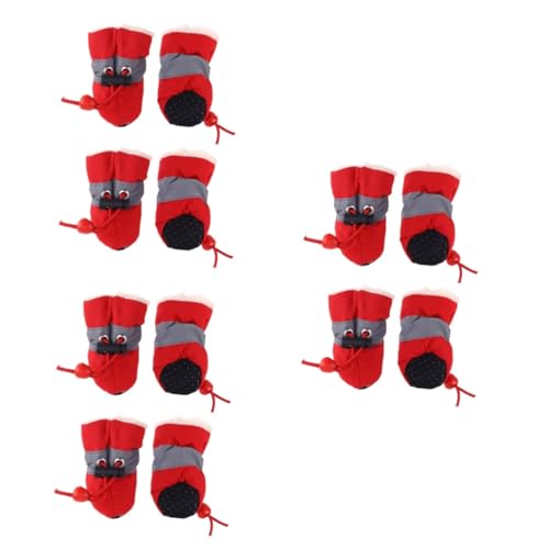 INOOMP 3 Sätze Hundestiefel Socken Mit Sohlen Pudel-Schneestiefel Outdoor-socken Socken Für Den Winter Warme Wintersocken Rutschfester Sohlen-pfotenschutz Hund Schnee Rot Schuh Mittel von INOOMP